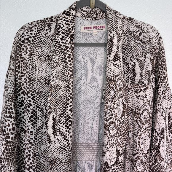 Free People Duster Cardigan Womens Small Wild Nights Snakeskin Snake Print Open - Picture 4 of 12